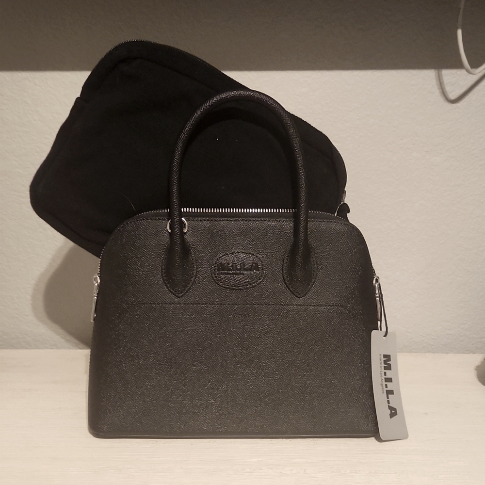 M.I.L.A. Audrey Black 100% Leather Tote Handbag Purse